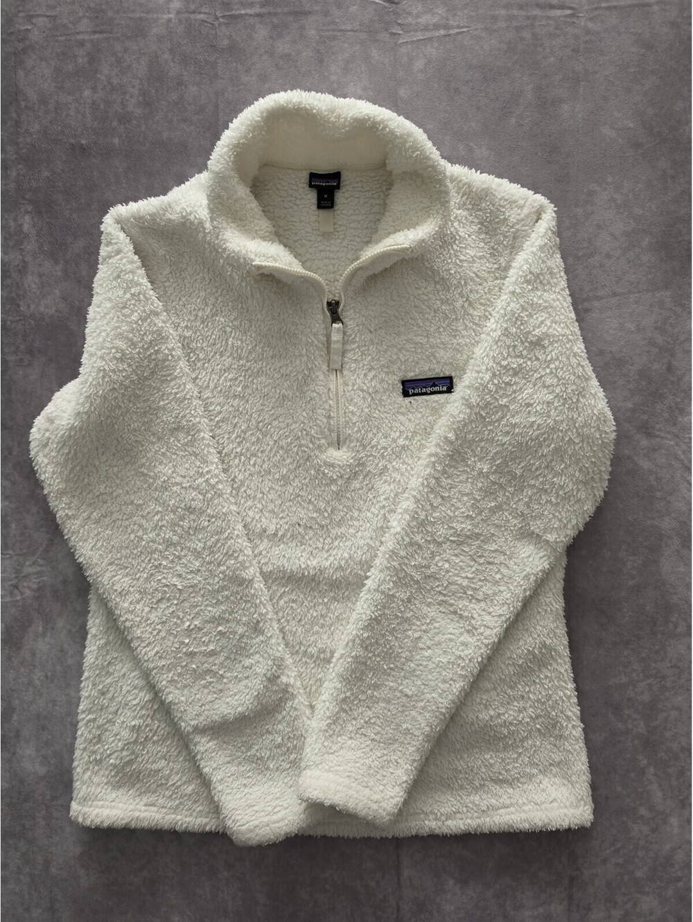 Patagonia Women's Medium Los Gatos 1/4 Zip Fleece Pullover Ivory Cream Sherpa.